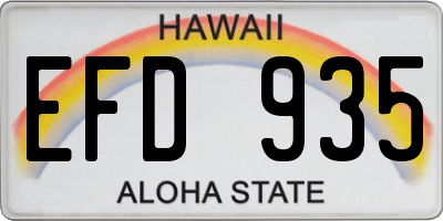 HI license plate EFD935