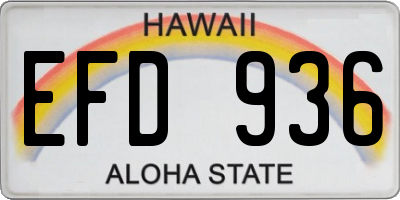 HI license plate EFD936