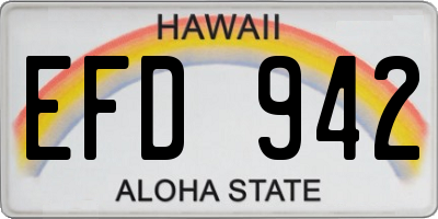 HI license plate EFD942