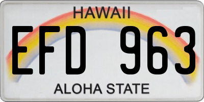 HI license plate EFD963