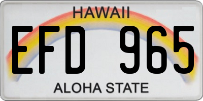 HI license plate EFD965