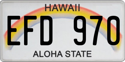HI license plate EFD970