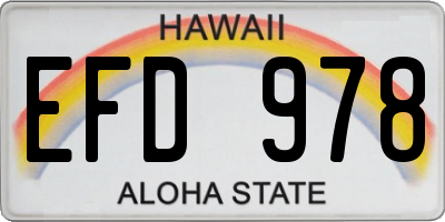HI license plate EFD978