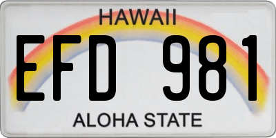 HI license plate EFD981