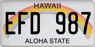 HI license plate EFD987