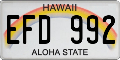 HI license plate EFD992