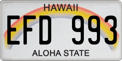 HI license plate EFD993