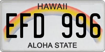 HI license plate EFD996