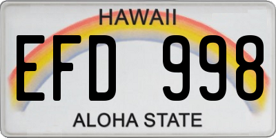 HI license plate EFD998