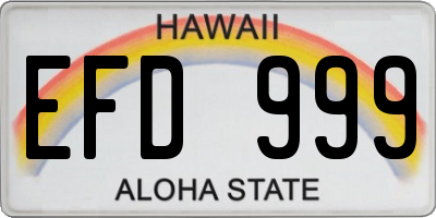 HI license plate EFD999