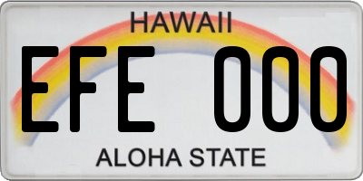 HI license plate EFE000