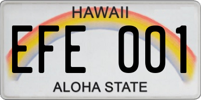HI license plate EFE001