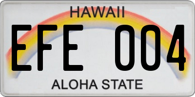 HI license plate EFE004
