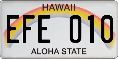 HI license plate EFE010