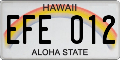 HI license plate EFE012