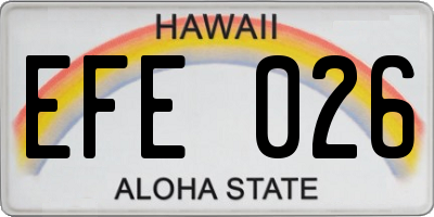 HI license plate EFE026