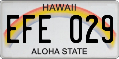 HI license plate EFE029