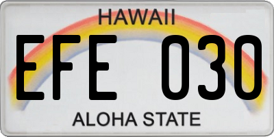 HI license plate EFE030