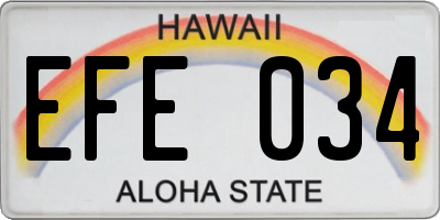 HI license plate EFE034