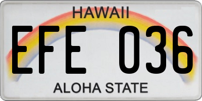 HI license plate EFE036