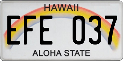 HI license plate EFE037