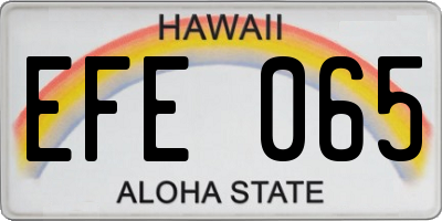HI license plate EFE065