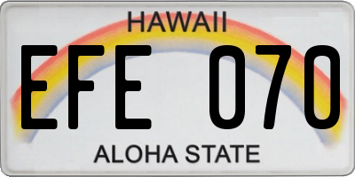 HI license plate EFE070