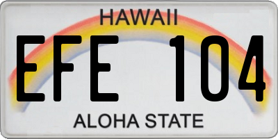 HI license plate EFE104