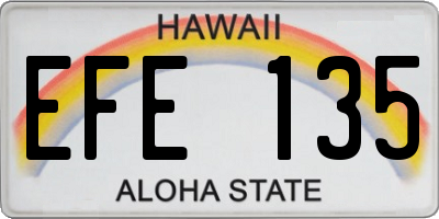 HI license plate EFE135