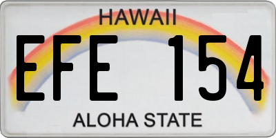 HI license plate EFE154