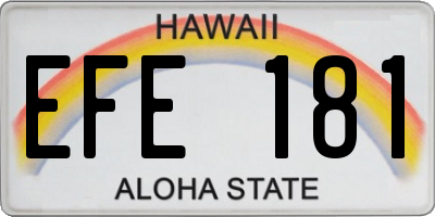 HI license plate EFE181