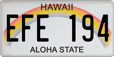 HI license plate EFE194