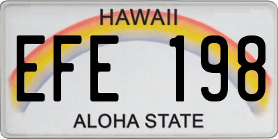 HI license plate EFE198