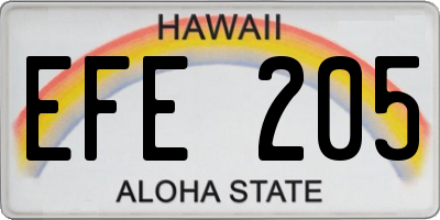 HI license plate EFE205