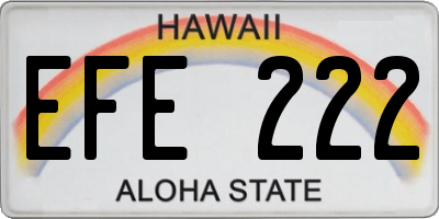 HI license plate EFE222