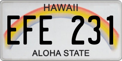 HI license plate EFE231