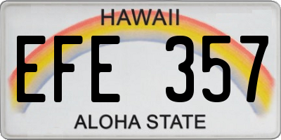 HI license plate EFE357