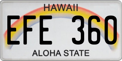 HI license plate EFE360