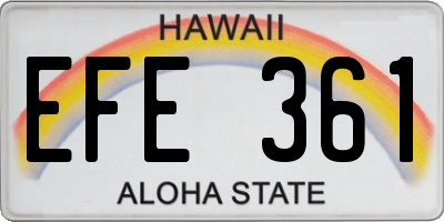 HI license plate EFE361