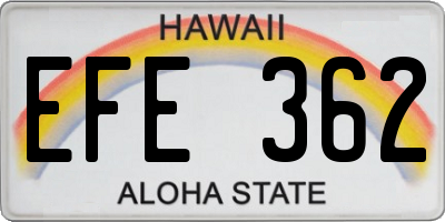 HI license plate EFE362