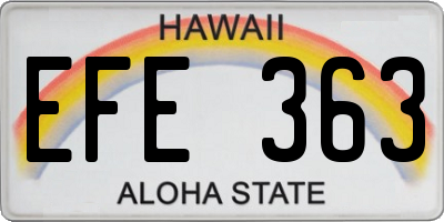 HI license plate EFE363