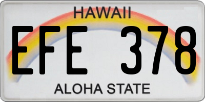 HI license plate EFE378