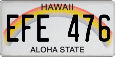 HI license plate EFE476