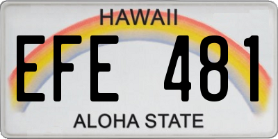 HI license plate EFE481