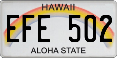 HI license plate EFE502