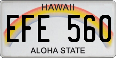HI license plate EFE560