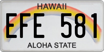 HI license plate EFE581