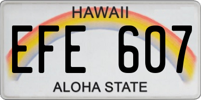 HI license plate EFE607