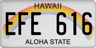 HI license plate EFE616