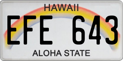 HI license plate EFE643